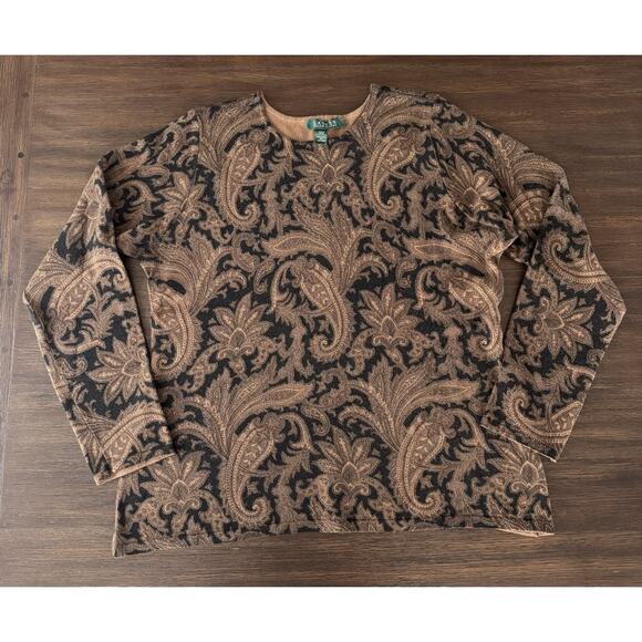 Ralph Lauren Sweater Cashmere Silk Blend baroque damask L - Picture 1 of 7